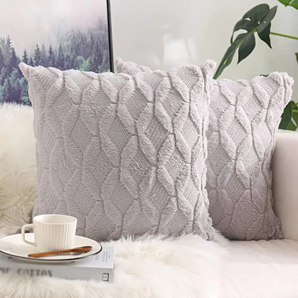 One Diamond Pattern Knit Throw Pillow 18x18 Inches in Light Gray - Picture 1 of 1